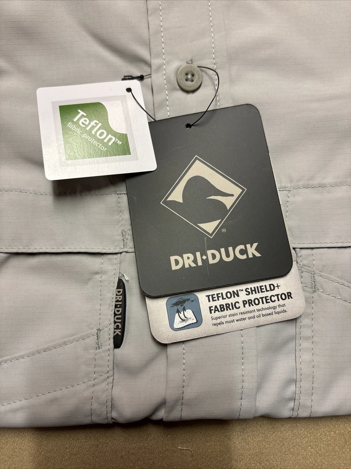 Dri Duck Fishing Shirt Mens Small Gray Short Sleeve Vented Water Resistant New S - Image 2 of 4
