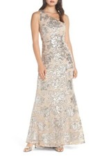 Vince Camuto One-Shoulder Sequin Chiffon Evening Dress (size 10)