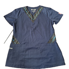Grey's Anatomy Navy Scrub Top Active Spandex Stretch Size XS By Barco