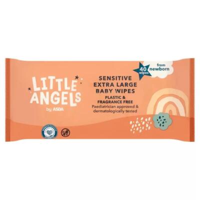 ASDA Little Angels Fragrance Free Sensitive Extra Large Wipes 40