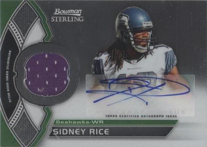 2011 Bowman Sterling - Autograph Relics Sidney Rice #BSAR-SRI (AU, MEM ...