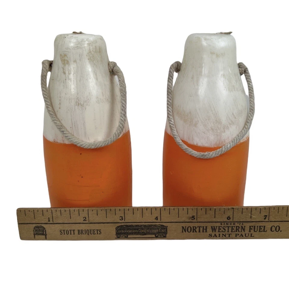 Pair (2) - Handmade Nautical Buoy Citronella Wax Candles - Orange - Image 3 of 4