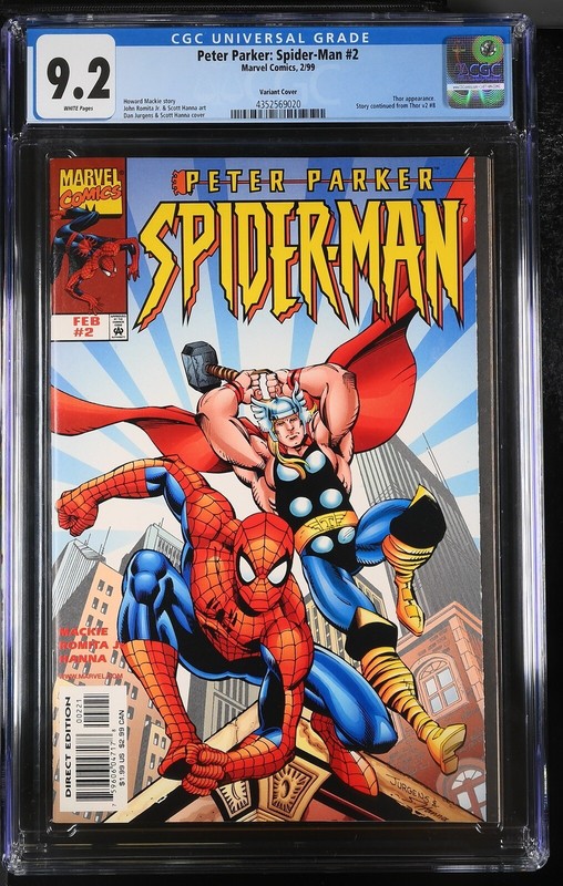 Peter Parker: Spider-Man #2 CGC 9.2 Variant Thor Marvel Comics 1999 Mackie Hanna