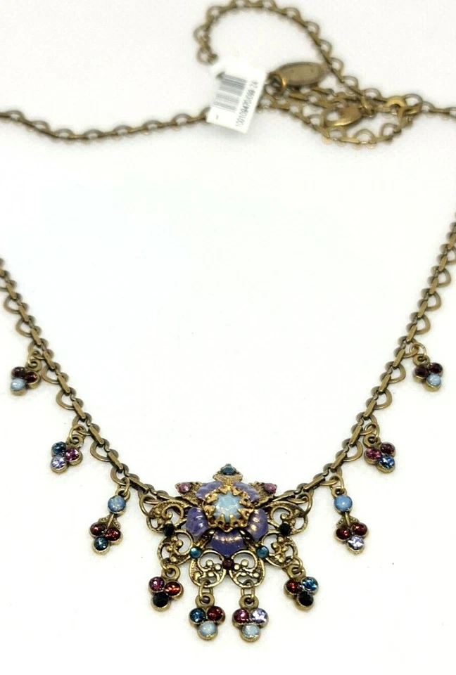 Precioso collar de cristales de flores púrpuras de Michal Negrin #0098# Foto 3 de 4