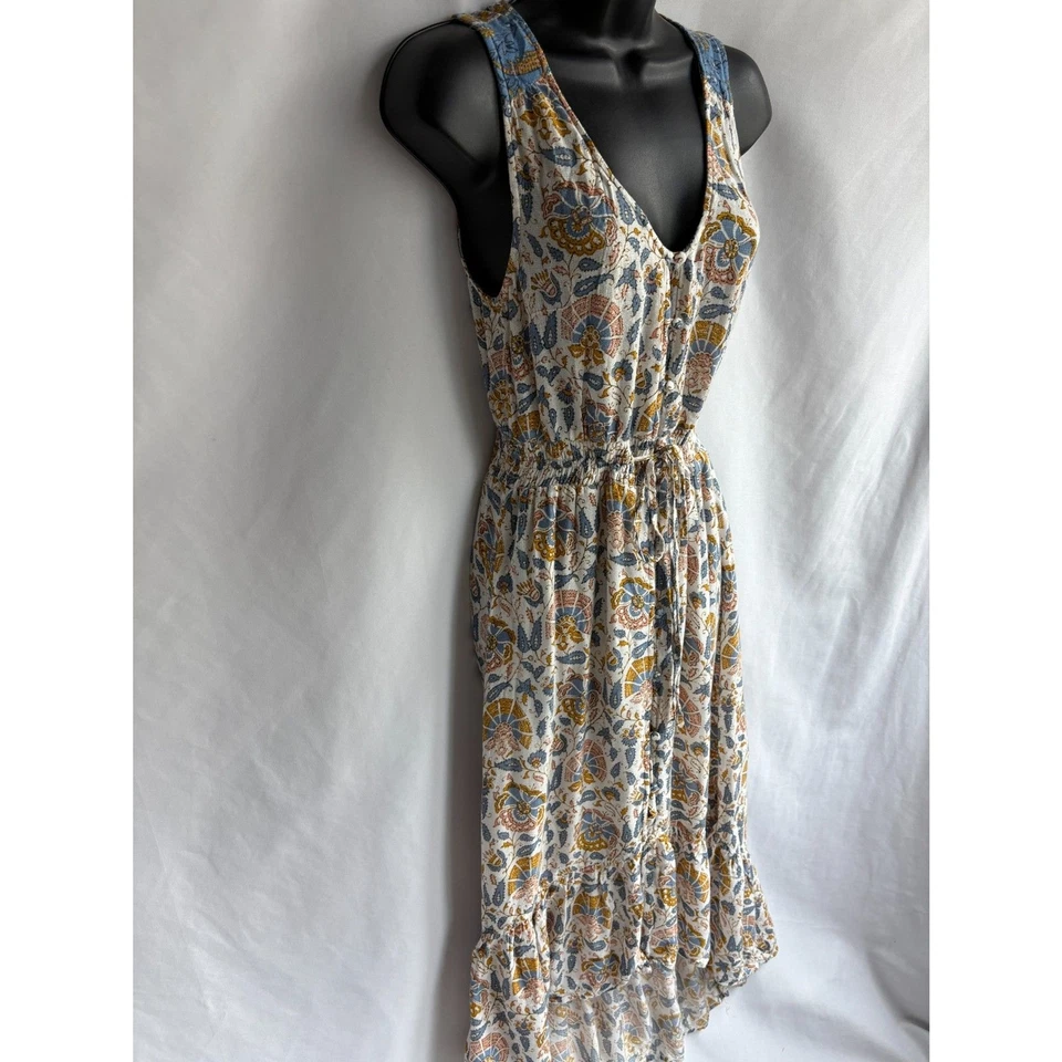 Vestido Floral Midi Lucky Brand Talla XS Étnico Boho Cottagecore Bohemio Femenino Foto 3 de 4