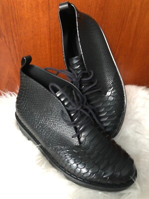 MELISSA + BAJA EAST BLACK CONTRAST PYTHON LACE-UP DESERT BOOTS VEGAN UK 5, EU 38
