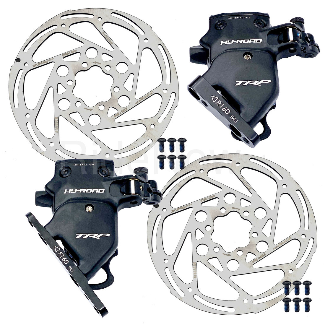 TRP HY/RD Road/Cyclocross Bike Flat Mount Front+Rear 160mm Disc Brake Set Black