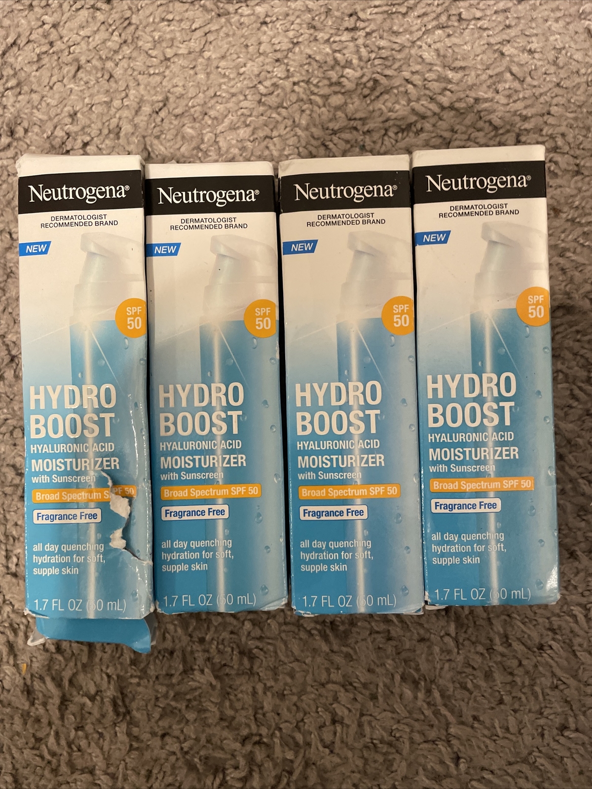 4 Boxes Neutrogena Hydro Boost Hydrating Hyaluronic Acid Moisturizers
