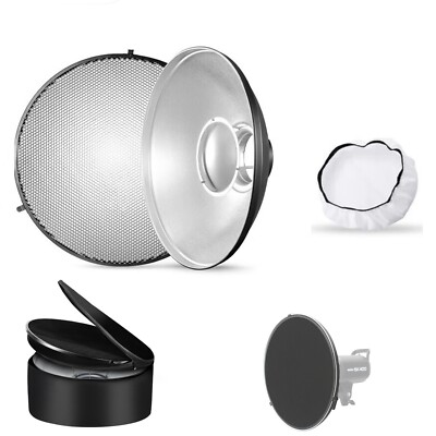 Godox 16,5''/42cm Silber Beauty Dish Bowens Mount Reflektor mit Waben-Tragetasch