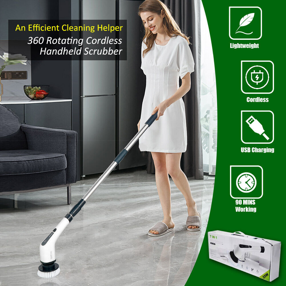 Electric Scrubtastic Rechargeable Cordless Spin Scrubber 8 Head Car