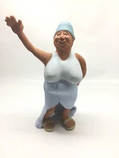 Contemporary Studio Art Pottery Red Clay 14” Woman Figure With Bear Claw Mark