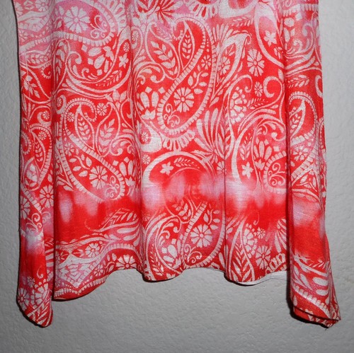 Dressbarn Womens small PolyESTER ORANGE/WHITE Floral & Paisley Rhinestone Blouse - Picture 4 of 12