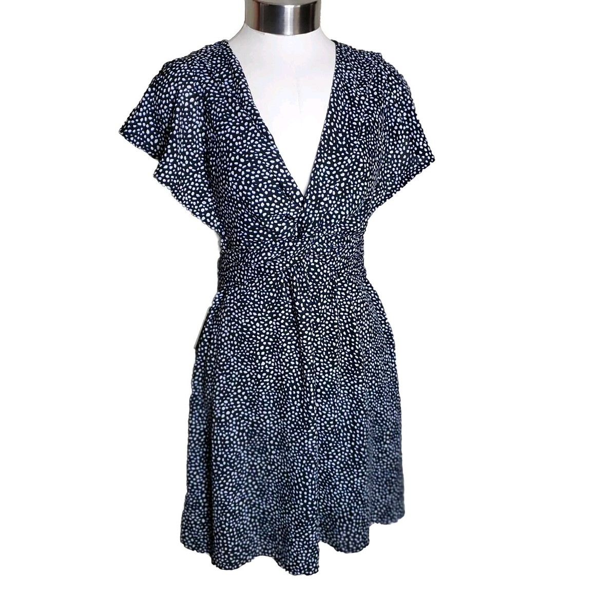 Robe Express Taille 4 - Noire à Pois Avec Ceinture - Manches Courtes - Neuf Sans étiquettes