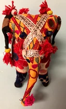 India Rajasthani Folk Art  Fabric Embroidery, Tassels, Mirrors  Elephant Figure
