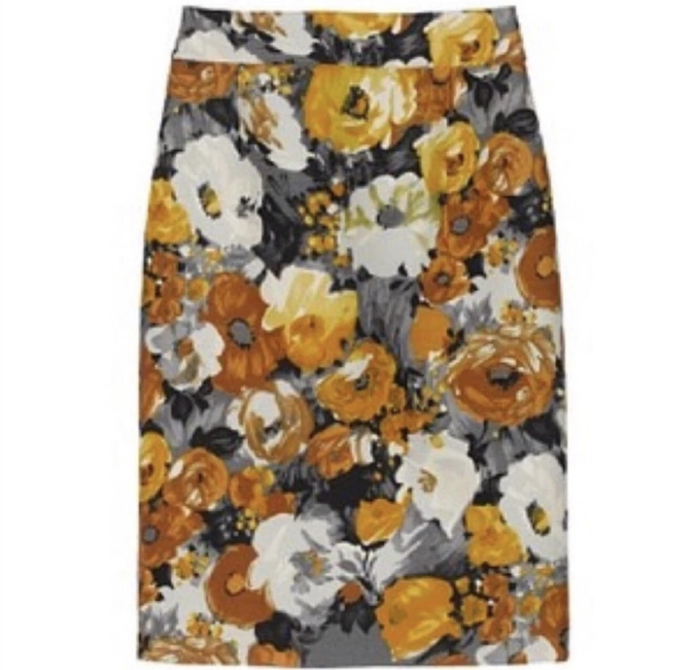 NUEVO SIN ETIQUETAS $198 J. Crew Collection Falda Lápiz Floral Rosa Dorada 6, Pequeña