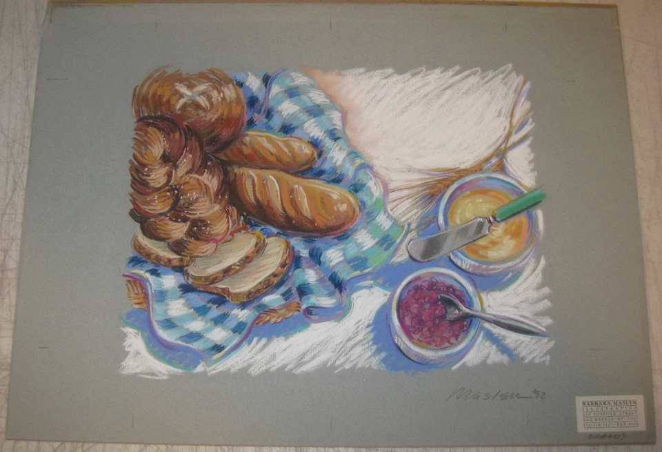 Pintura ORIGINAL Barbara Maslen PANES Pastel ILUSTRACIÓN - Listado Sag Harbor Foto 2 de 4