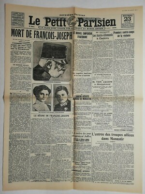 N647 La Une Du Journal Le petit Parisien 23 November 1916 death of François Joseph 