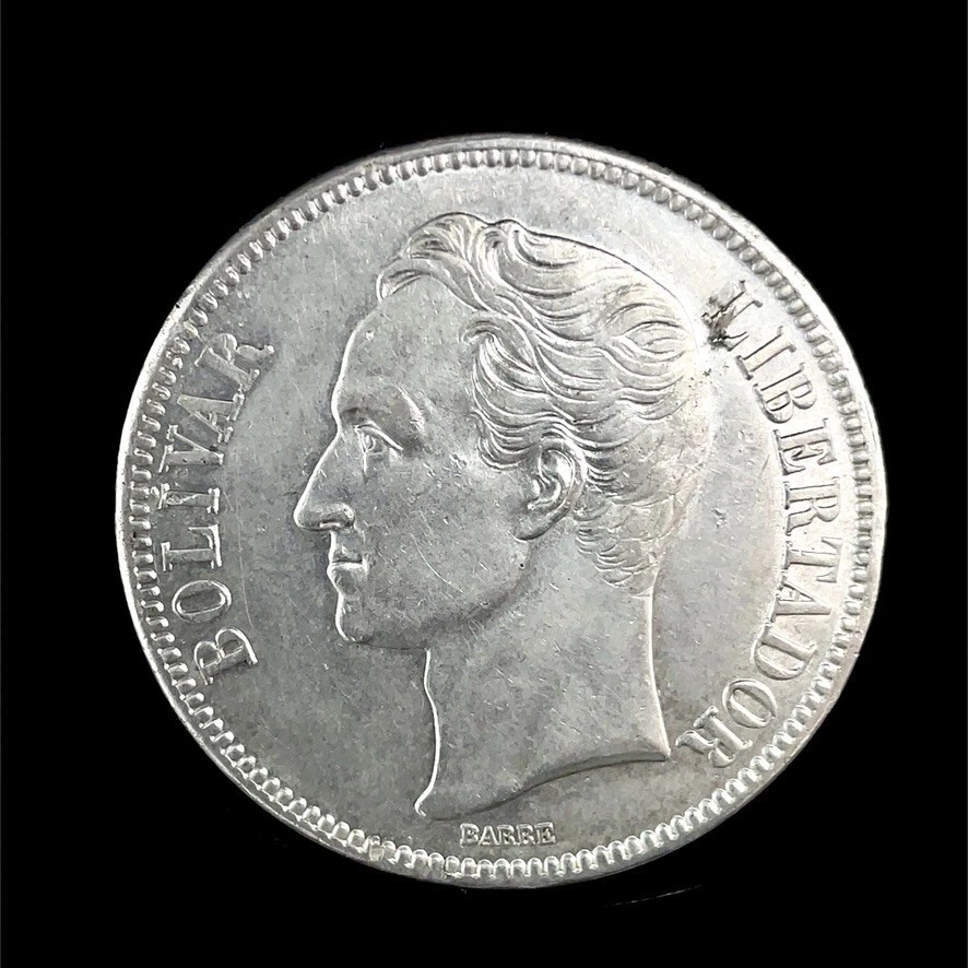 1936 VENEZUELA 5 BOLÍVARES (25 GRAM) .900 Silver Crown Size Coin #27 Y#24.2 - Image 3 of 4