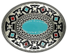 Native Style Turquoise Southwestern Bead Enameled Belt Buckle New