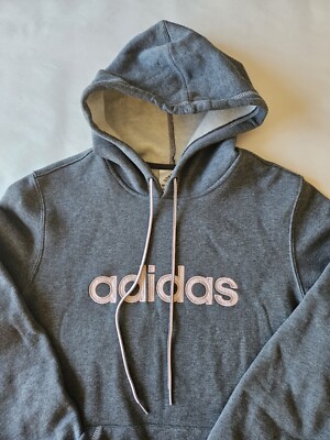 Adidas Hoodie Sweatshirt Womens XL Gray Pink Pullover