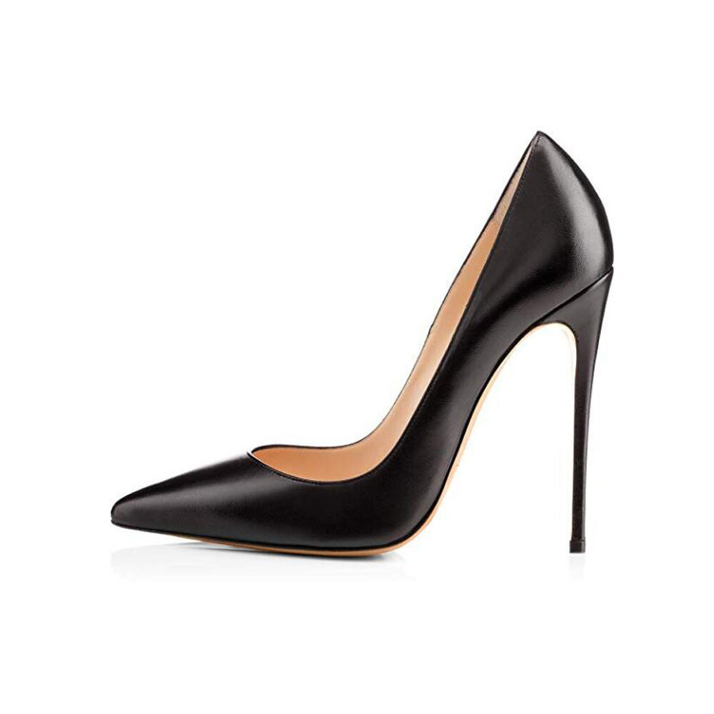 12CM Womens Sexy Matte Black Pointed Toe Stilettos High Heels Wedding Pumps  Shoe | eBay