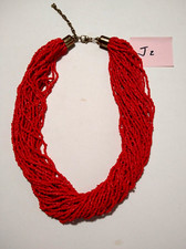 Vintage necklace Scarlet Red glass seed beads 30-strand 20  J2