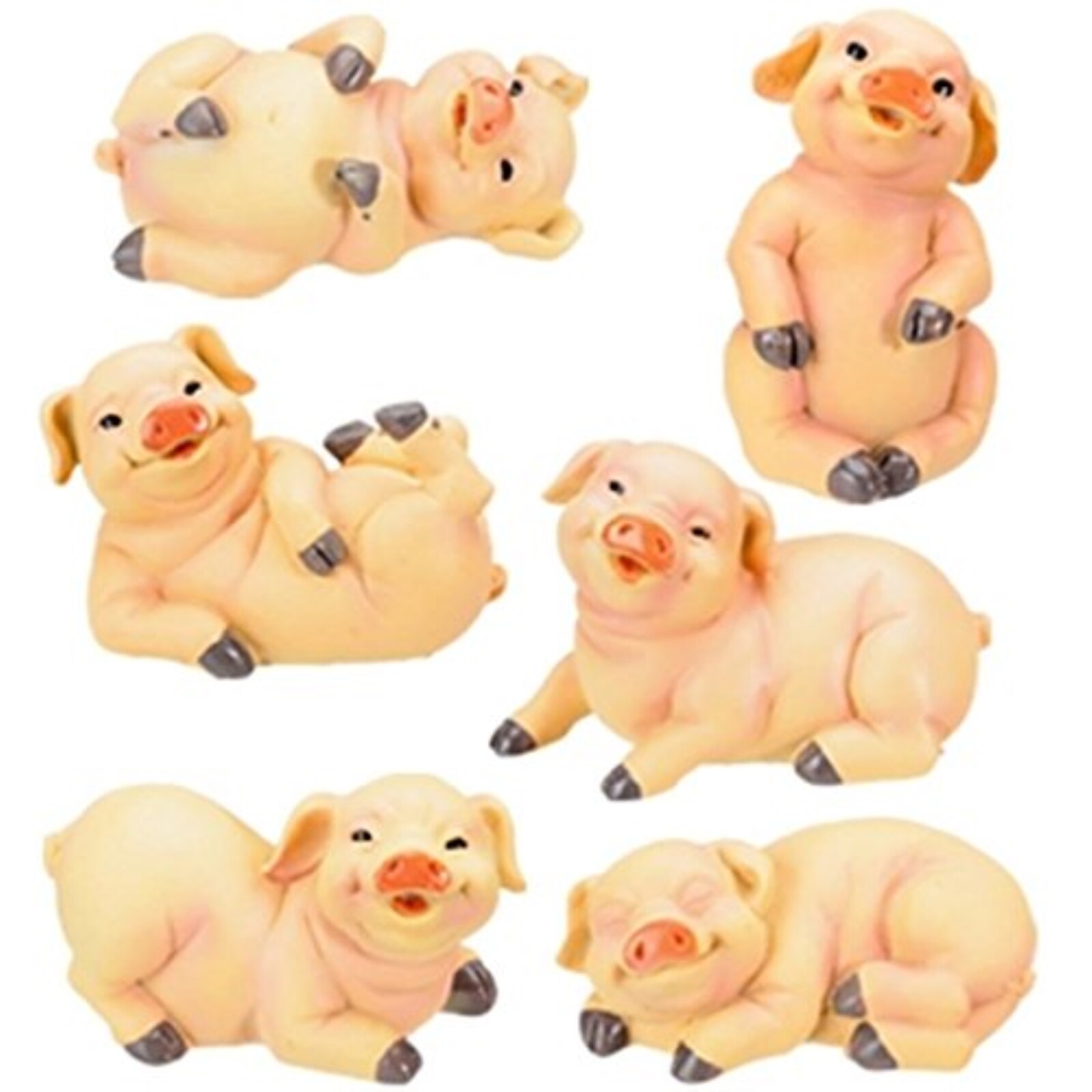 3-Inch Pig Collectible Farm Figurine, Set of 6