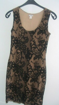 Heine Kleid Spitzenkleid nude schwarz Größe 36 traumhaft