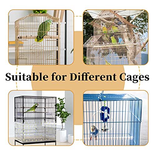 Large Bird Cage Cover  Bird Cage Seed Catcher Adjustable Soft Nylon Mesh Net w