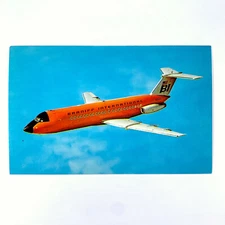 Postcard Airline Aviation Airplane Braniff International Orange 1970s Chrome