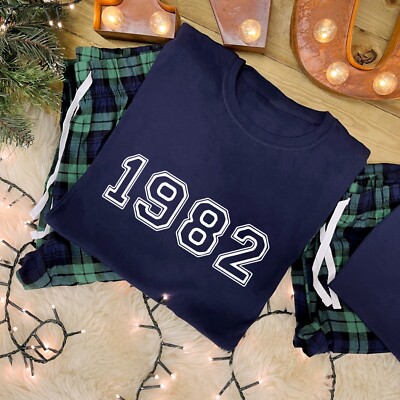 PERSONALISED COUPLES PYJAMAS Varsity Year Tartan Couples Gift