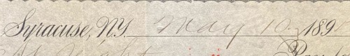 1895 {{LARGE}} **S. P. PIERCE'S SONS** SYRACUSE, N.Y. BANK CHECK+"DOG" VIGNETTE! - Picture 7 of 12
