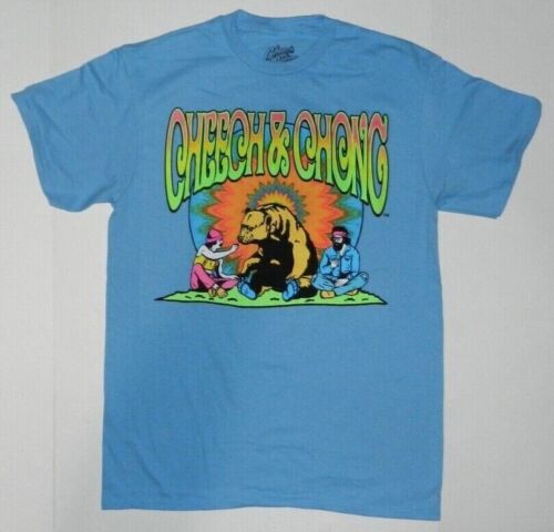 Cheech and Chong California Bear Smoking Blue T shirt New - Picture 1 of 1