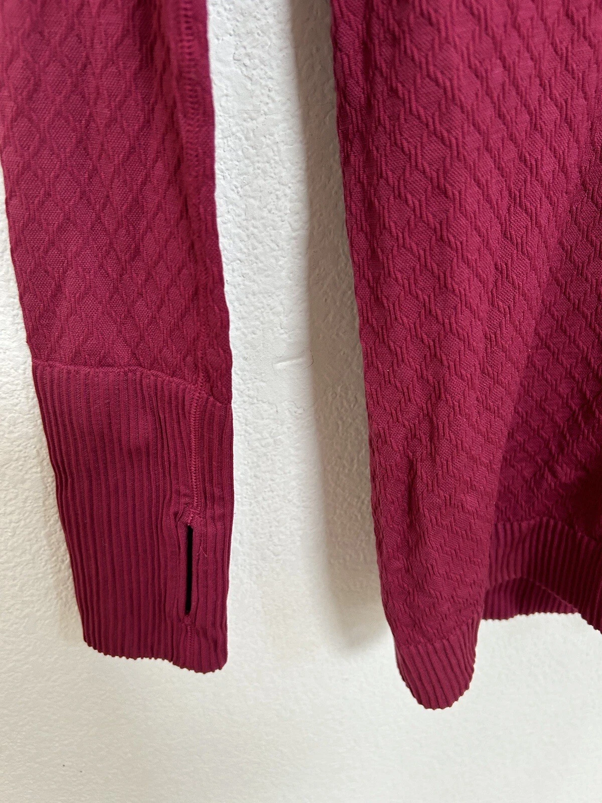 lululemon cranberry diamond weave textured quarter zip pullover shirt