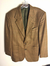 Hunting Horn Men's Brown Check Blazer 40R 2-Button Notch Lapel Single Vent 0