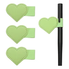 4 Pcs Heart Pen Loop Holder Self Adhesive(Light Green, Style 2)