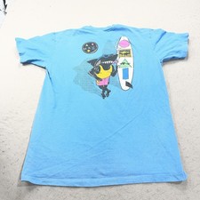 VINTAGE Maui and Sons Shirt Mens Large Blue Shark Single Stitch Stedman Surf 80s