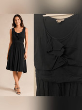 LOFT Black Modal Jersey Ruffle Front Fit & Flare Dress Women’s Large Sleeveless