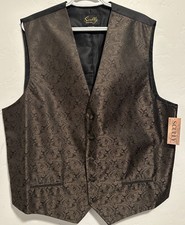 Scully Western Wedding No Lapel Paisley Formal Rodeo Brown Vest Size XLT NWT