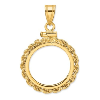 1/10 oz $10 American Eagle Platinum Coin Bezel 16.5mm Rope 14k Yellow Gold