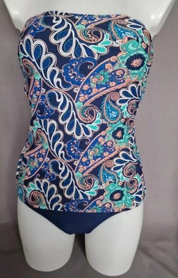 Matalan Navy Blue Floral Tankini Style Swimsuit Size 10 UK.