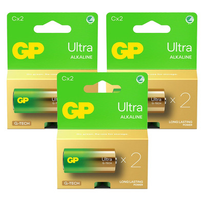 6x GP Ultra Alkaline C LR14 1.5V Batteries Long-Lasting Power