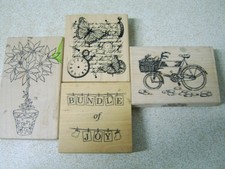 Assorted rubber stamps for card making and scrapbooking