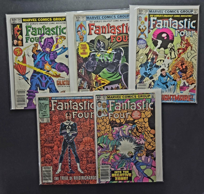 Marvel Comics Fantastic Four Bronze Age LOT. #243, 247, 248, 251, 262. Newstand