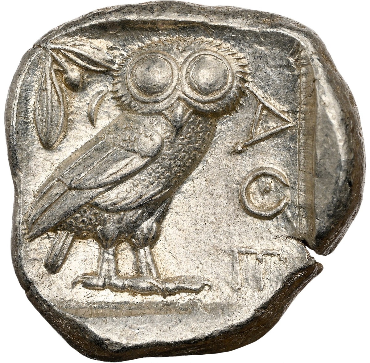 アッティカアテネ　440-404BC Ch XF Attica, Athens c. 440 - 404 BC AR Tetradrachm CH AU Str: 5/5 Sur