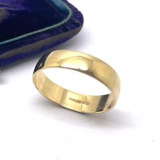 9ct Gold Plain Band Ring Size T 1/2 Hallmarked 9ct Yellow Gold 5mm Wedding Band