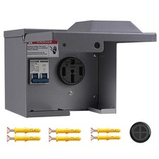 50 Amp Rv Outlet Box with Breaker,Rv Electrical Outlet  UL Listed NEMA 14-50...
