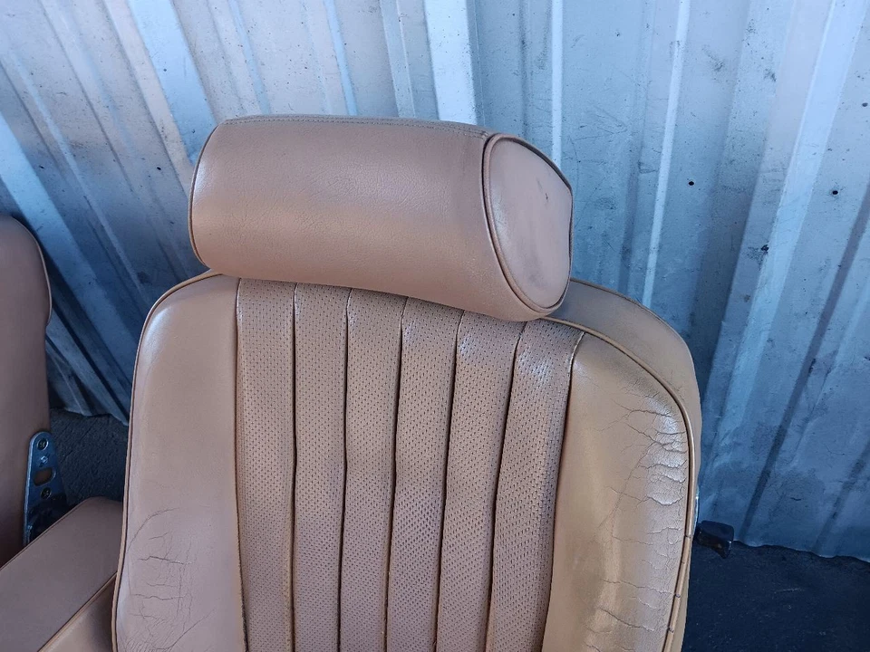 1986-1989 Mercedes R107 380SL 450SL 560SL Front Seat Left Right Pair Palomino  - Image 3 of 4