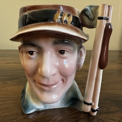Vintage Fly Fisherman Character Mug Toby Ceramic Rod Reel Handle 5'' #585