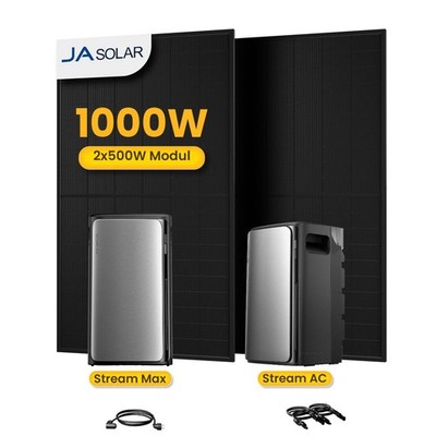 Balkonkraftwerk 1000W mit Speicher 3,84kWh ECOFLOW STREAM MAX + STREAM AC